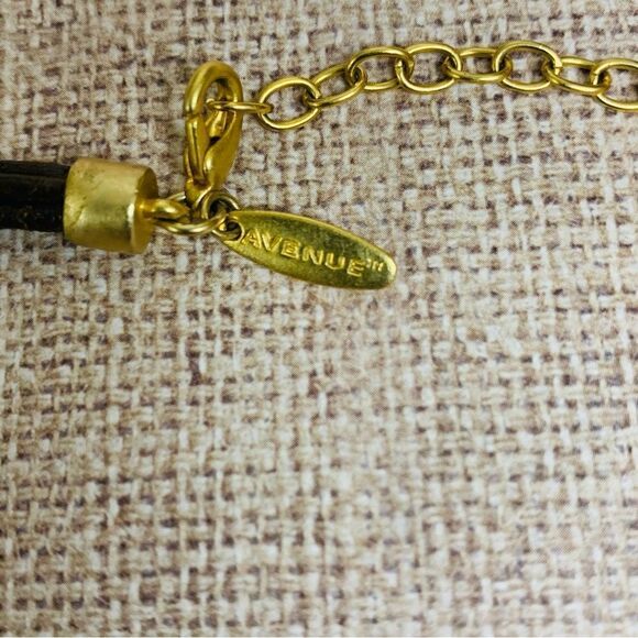 Avenue Muti Strand Brown Leather Enameled Necklace - Picture 3 of 3